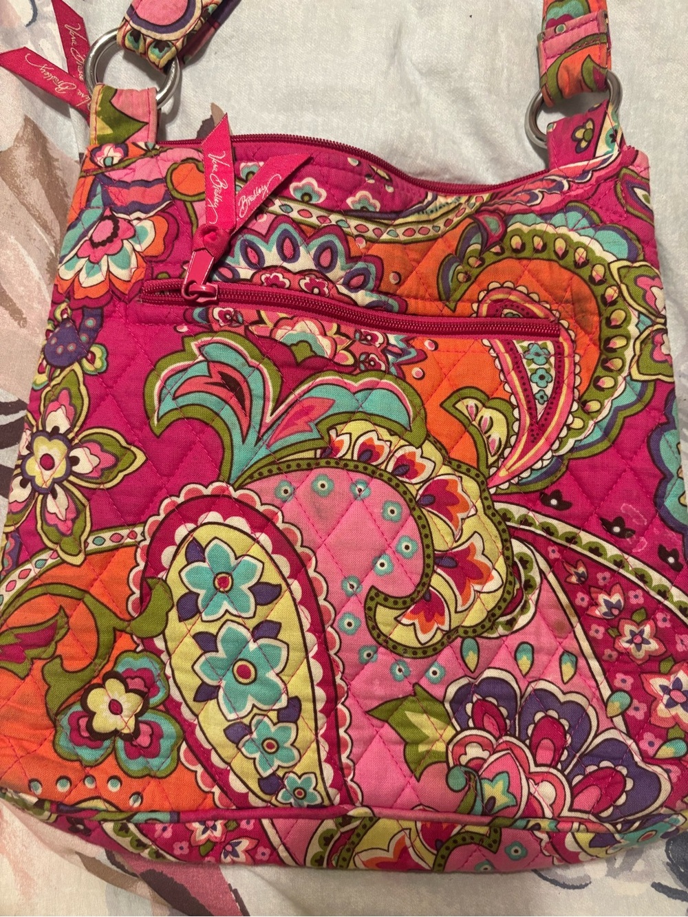 Vera Bradley Fuchsia Paisley Quilted Shoulder Bag